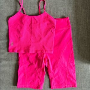 Bright pink, free people work out set